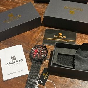 Magnus  brand co Black and Red Watch new open box